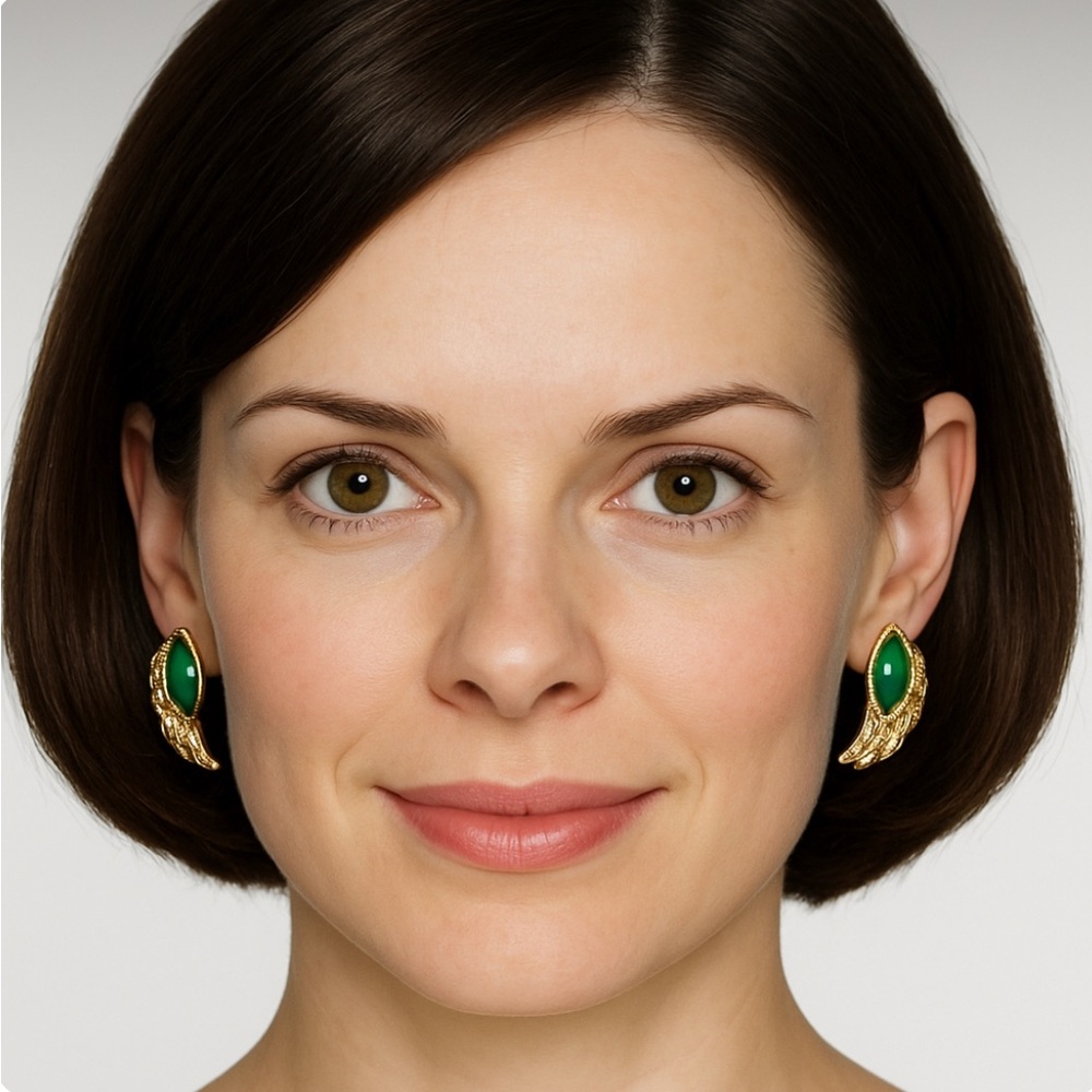 Elegant Green and Gold Fashion Earrings